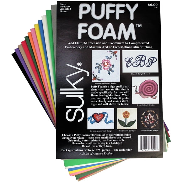 Surtido de espumas hinchables Sulky Of America, 12 colores, 2 mm