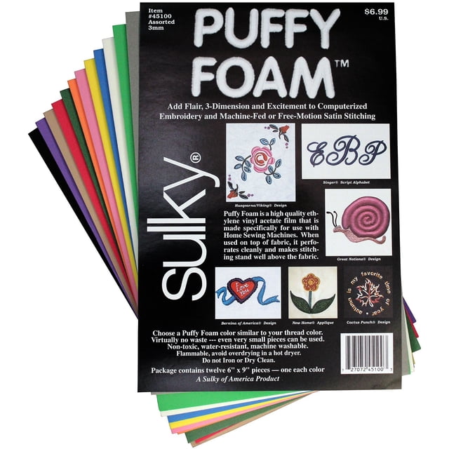 Surtido de espumas hinchables Sulky Of America, 12 colores, 2 mm