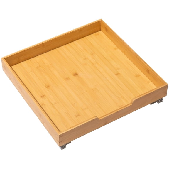 Bamboo Wooden Pull out Cabinet Organizer - 20"W x 21"D, Bamboo Tray and Heavy Gauge Metal Rails, Fits 21.25" Cabinet Opening