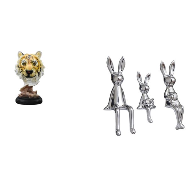 Escultura de mesa,Escultura de cabeza de tigre Estatua moderna de sobremesa,Figura de cabeza de animal para decoración de escritorio de resina.,Escultura de figura,Estatua sentada Figura
