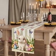 thumbnail image 3 of Happy Easter Cotton Linen Table Runner for Dining Kitchen, Rabbit Eggs Spring Flowers Butterfly Striped Wedding Outdoor Party Tablerunners, Dresser Scarf Coffee Tablecloth Runners 13x90 Inches, 3 of 9