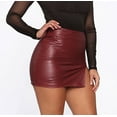 thumbnail image 4 of Women Leather Pencil Skirts Bodycon Mini Split Skirt Sexy Party Slim Skirt High Waist Short Hot Skirts Red US S, 4 of 5