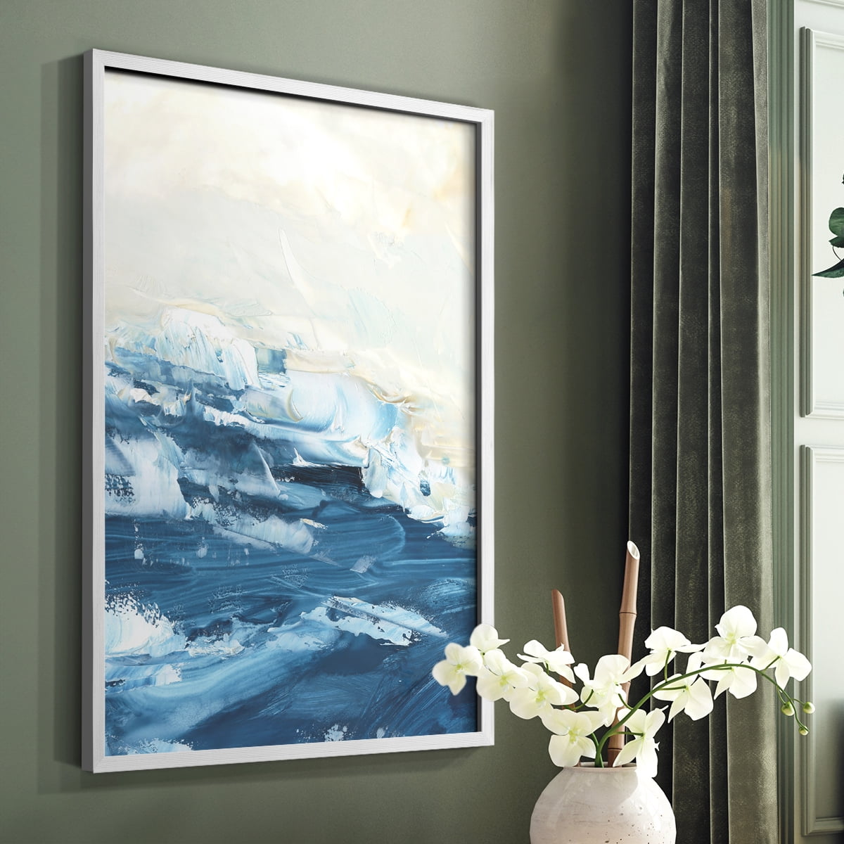Wave after Wave I Framed Print in White Solid Wood 11 x 14 Framed Print