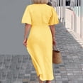 thumbnail image 6 of SEMPAI Summer Dresses Womens Dresses Short Sleeve V-Neck Solid Mid-Length Sundresses For Women 2025 Soft and Comfortable for Hanukkah Women Dresses Spring Savings, 6 of 7