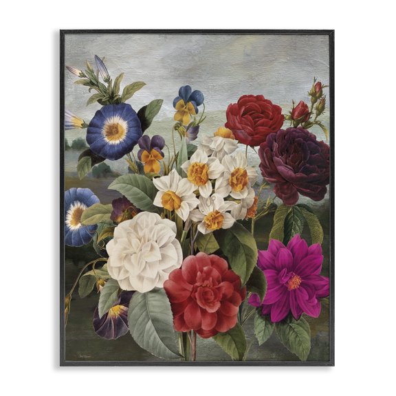 Stupell Industries Assorted Vintage Blooms Botanical & Floral Painting Black Framed Art Print Wall Art, 16 x 20