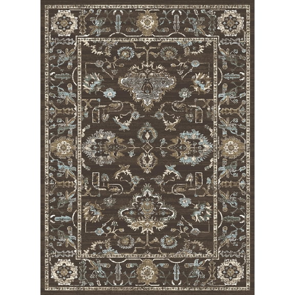 Radici Usa Colosseo Area Rug 3562 Traditional Brown Leaves Bouquet 2' 2" x 7' 7" Rectangle