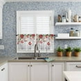 thumbnail image 3 of Christmas Kitchen Curtains and Valances Set, Rod Pocket Curtains Tier Farmhouse Window Curtains 36 Inch Length, Winter Snowflake Flowers Leaves Wooden Grain 3 Piece Kitchen Curtains Set, 3 of 6
