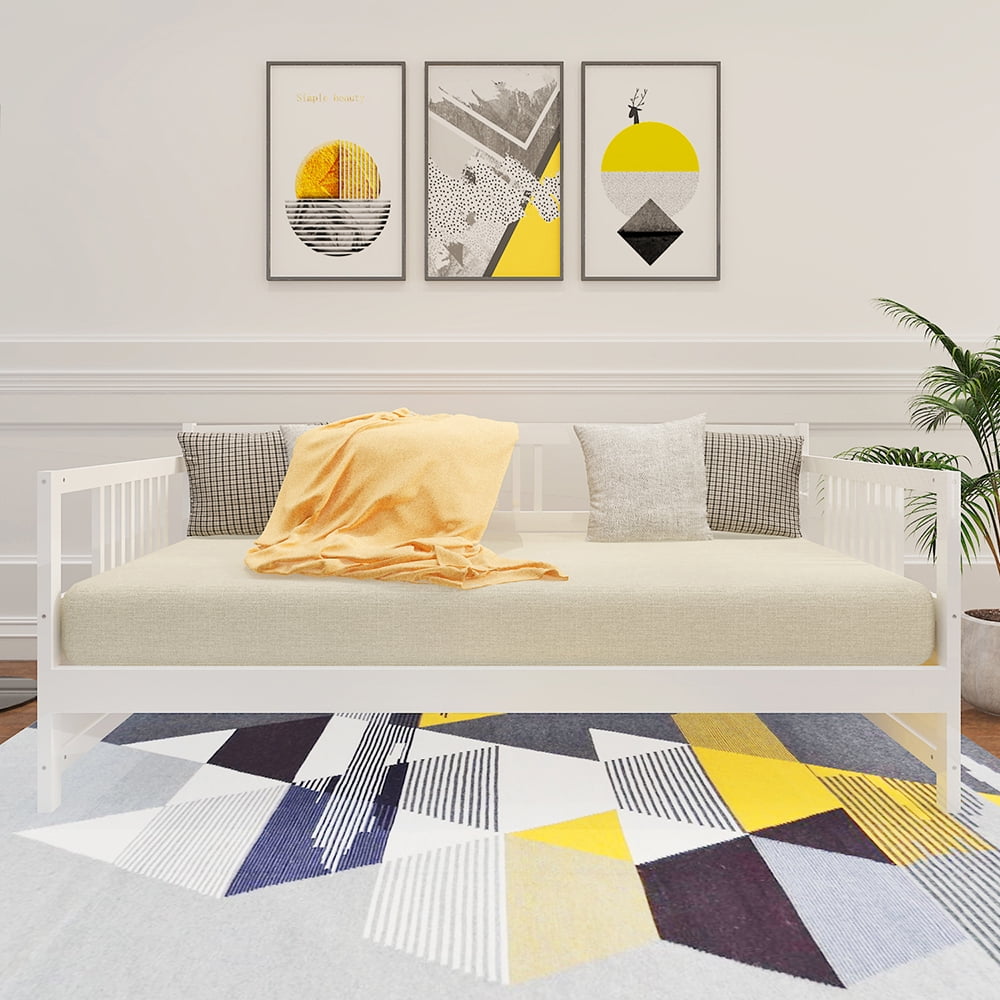 78" Modern Solid Wood Daybed, Multifunctional Day Bed Frame, Twin/White