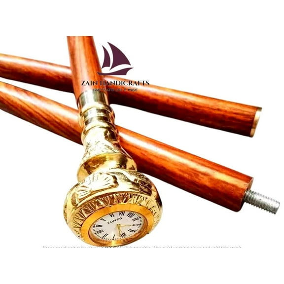 ZAIN Handmade Walking stick cane made of Stained With Watch Grandmother Gift