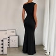 thumbnail image 3 of Women's Off-Shoulder Collar Waist Pleated Sleeveless Sexy Dress, 3 of 5