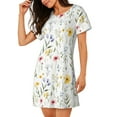 thumbnail image 2 of Haiem Watercolor Floral A Print Women’s Short-sleeved Nightdress – Comfortable and Loose-Fit Sleepwear, Soft Cotton Sleep Shirt for Relaxing, Casual Nightdress, 2 of 6