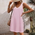 thumbnail image 5 of Summer Dresses for Women 2025 Vacation Casual V Neck Sleeveless Tank Sundress Boho Floral T Shirt Dress with Pockets, Limited Time Offer, Under 10 Dollars, 5 of 6