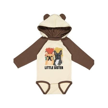 

Inktastic Little Sister Cute French Bulldogs Gift Baby Boy or Baby Girl Long Sleeve Bodysuit