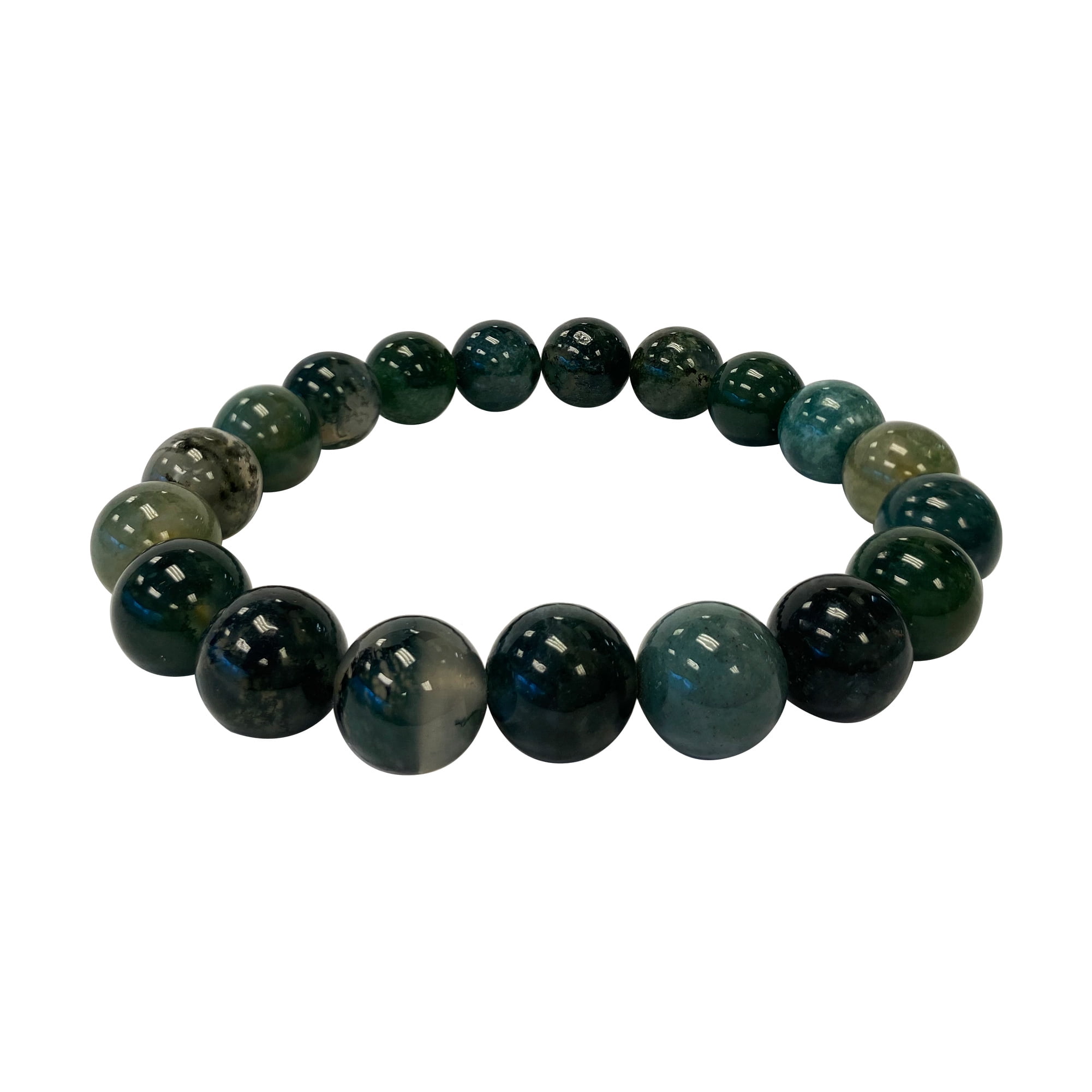 Green Moss Agate Bracelet Crystal 8mm Round Beads Healing Stone Quartz Unisex 7" 