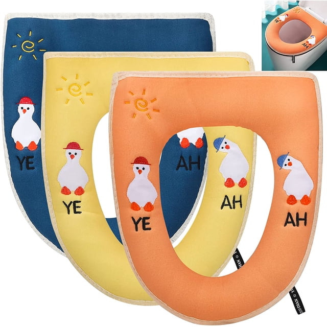 Asiento de Inodoro Acolchado con Asa, Funda de Asiento de Inodoro cálida de 3 Piezas, Funda de Asiento de Inodoro con cojín Lavable, cojín de Asiento de Inodoro antibacteriano Universal brillar Electrónica