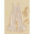 thumbnail image 1 of Toddler Baby Girl Easter Outfit One Piece Easter Overalls Bunny Embroidery Romper Flare Pants Sleeveless Plaid Bow Bell Bottom Jumpsuit, 1 of 2
