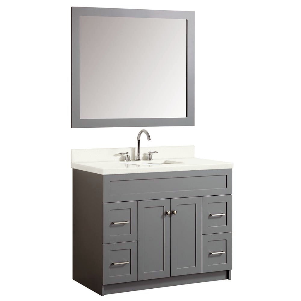 Ariel Hamlet 43 In Bath Vanity In Grey With Quartz Vanity Top In White With White Basin And Mirror Walmart Com Walmart Com