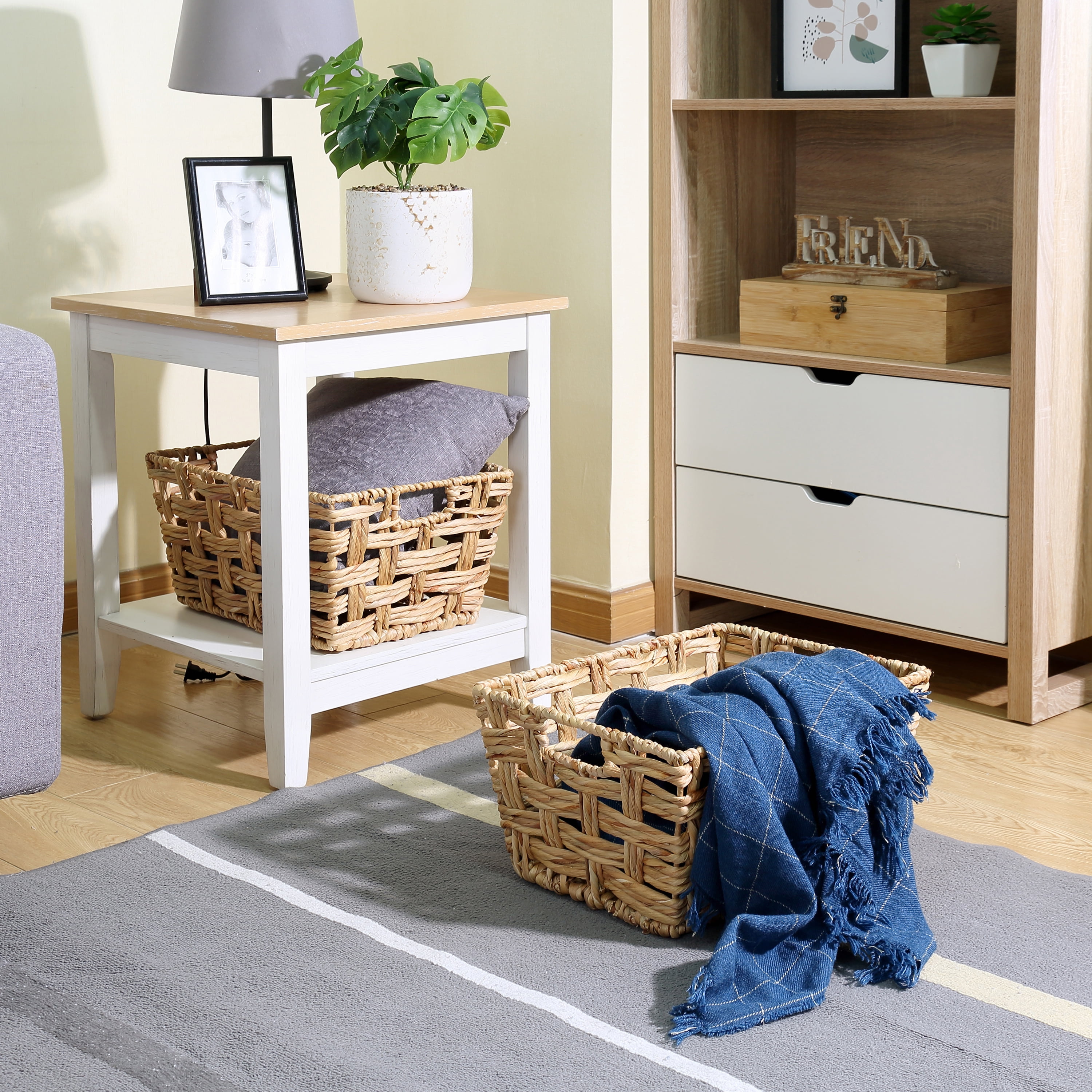 Better Homes & Gardens Medium Hyacinth Twist Storage Basket with Handles, 2 Pack