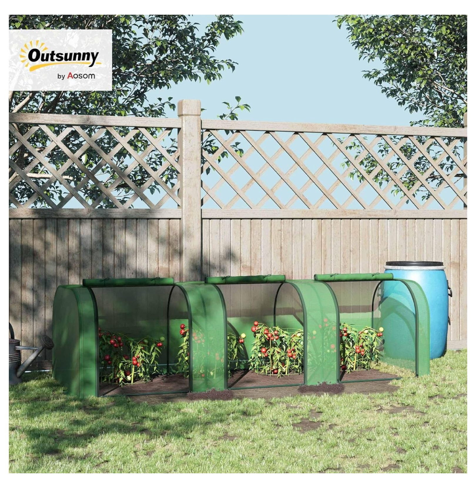 SONGMY 10' x 3' x 2.5' Mini Greenhouse, Portable Tunnel Green House with Roll-Up Zippered Doors, UV Waterproof Cover, Steel Frame, Green