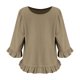 thumbnail image 2 of TaTaai Women's Casual Washed Wrinkle Solid Color Crew Neck 3/4 Sleeve Tops Soft Comfortable Fashion Pullover Blouses Versatile for Daily Home Office Gift, 2 of 5