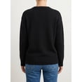 thumbnail image 4 of Women's Fish Graphic Crew Neck Loose Long Sleeve Pullover Knit Sweater Black XL, 4 of 8