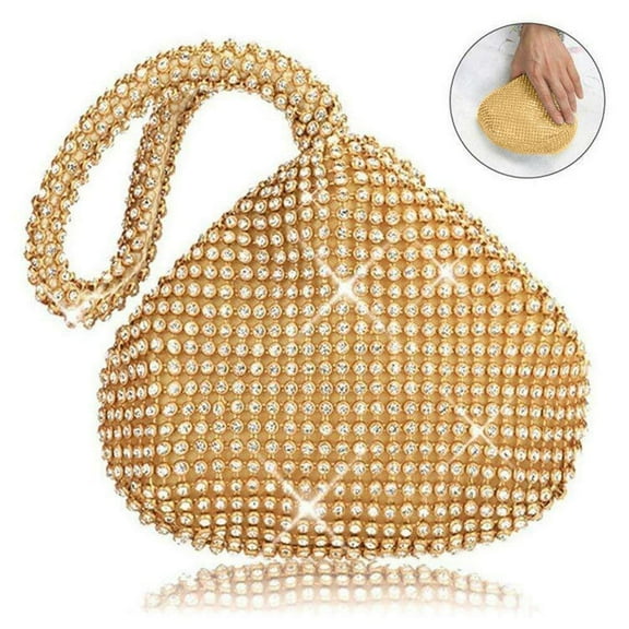 SHANNA Women's Evening Bag Sparkly Rhinestone Purse Chain Clutch Purse Bag Party Prom Wedding Purse(Small,Gold)