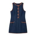 thumbnail image 6 of Women's Casual Solid Color Sleeveless Button Up Dress, Round Neck, 6 of 7