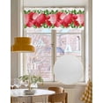 thumbnail image 4 of Valentines Rose Love Linen Curtain Valance for Bedroom/Bathroom/Kitchen/Office/Living/Dining Room Windows, Watercolor Spring Flower Leaves Rod Pocket Topper Decorative Cafe Drapes Panel 54"x18", 4 of 6