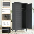 thumbnail image 2 of Coowa 73" Tall Metal Tool Storage Cabinet with Ample Storage Space, Heavy-Duty Organizer for Garage, Warehouse, Garden, Office, Living Room, Bathroom, Utility Room, Durable Slate, 2 of 11