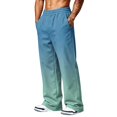 thumbnail image 6 of LTTVQM Men's Gradient Wide Leg Pants Outdoor Adventure Ombre Fade Adjustable Drawstring Big Side Storage Pockets Summer Casual Wide Leg Pants Turquoise 2XL, 6 of 7