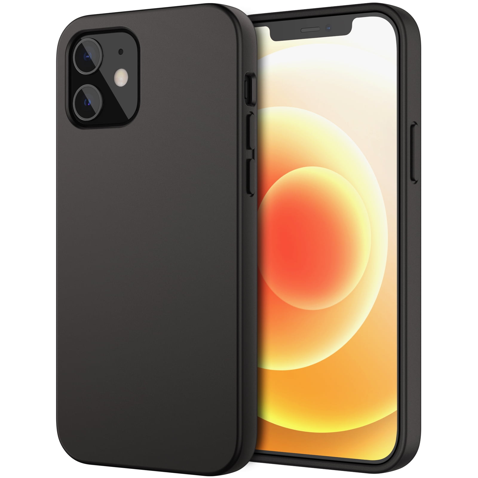 Silicone Case for iPhone 12/12 Pro 6.1-Inch, Silky-Soft Touch Full-Body Protective Case, Shockproof Cover with Microfiber Lining, Black