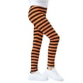 thumbnail image 2 of HDE Girl's Leggings Holiday Stretchy Full Ankle Length Stripe and Black Tights Orange and Black Stripes 4-5, 2 of 6