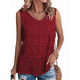 thumbnail image 1 of Camiseta Sin Mangas de Verano para Mujer, , con Cuello en V y Crochet, Color Rojo, Talla M, 1 of 8