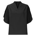 thumbnail image 5 of ZZwxWA Work Tops for Women V Neck Split Short Sleeve Shirt Business Casual Outfits Office Dress Shirts Ladies Elegant Blouse, 5 of 7