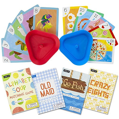 Imagination Generation Set de 4 Jeux de Cartes Classiques pour Enfants avec 2 Porte-Cartes à Jouer Mains Libres