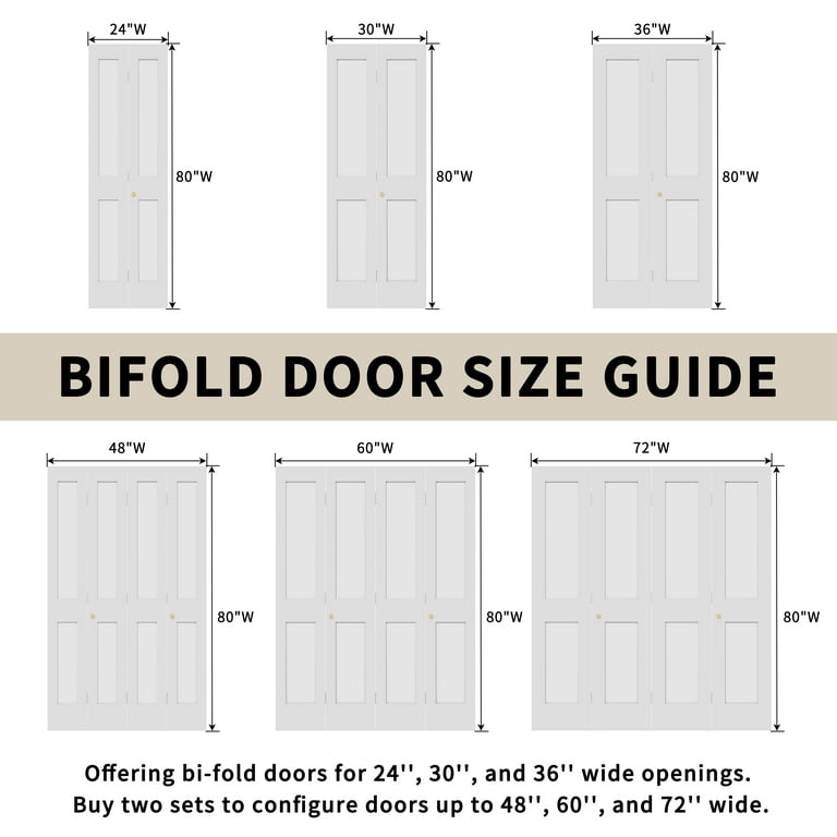 Interior White Primed Shaker 2 panel Solid Wood Core Bifold Closet