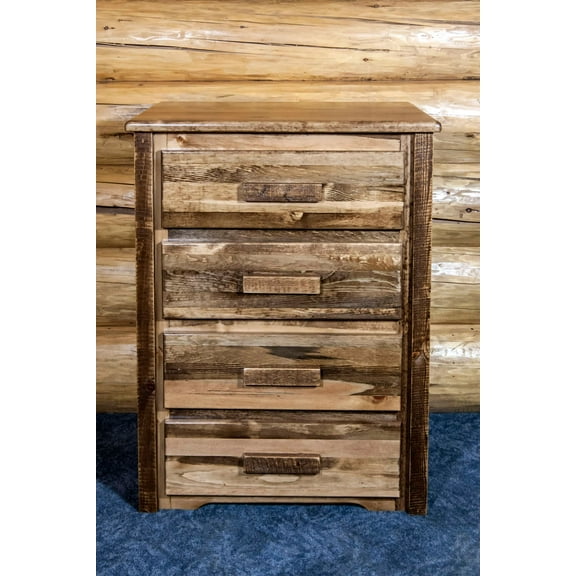 Homestead Collection 4 Drawer Chest of Drawers, Stain & Clear Lacquer Finish