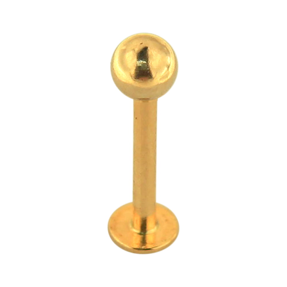 14K REAL Solid Gold Sphere Ball Labret Ear Post Stud Earring Body Jewelry 16G 