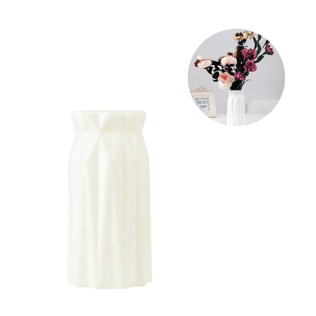 Advancent Florero geométrico moderno arreglo de flores para el hogar sala de estar plástico estilo nórdico decoración del hogar ornamento decoración Decoración del hogar 3501 blanco leche Advancent HA001856-01