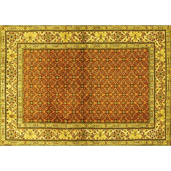 Ahgly Company Indoor Rectangle Persian Yellow Traditional Area Rugs, 5' x 7'