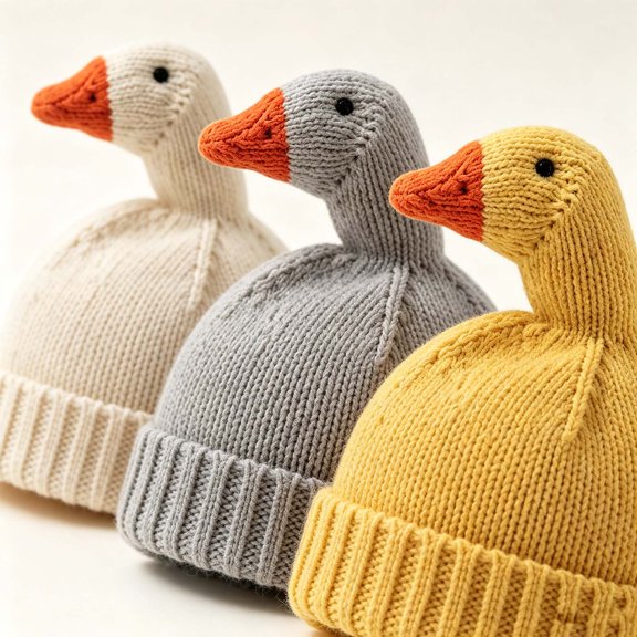 Ferjadq Baby Toddler 3D Goose Shape Cable Knit Beanie Hat Cute Soft Infant Winter Skull Cap Grey,6M-2Y