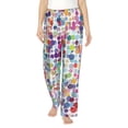 thumbnail image 2 of Picia Colorful Watercolor Dots Womens Soft Woven Cotton Elastic Waistband Sleep Pajama Pant Lounge Sleep Pant With Pockets And Drawstring-Large, 2 of 9