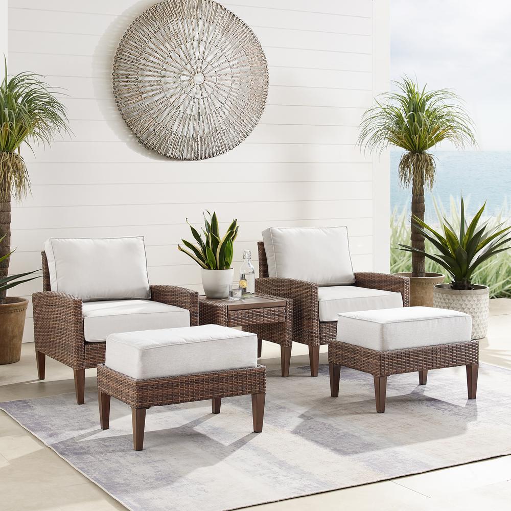 Crosley Furniture Capella 5-Piece PE Wicker / Rattan Outdoor Chair Set in Brown - image 4 of 6