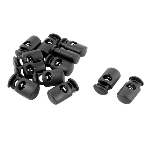 Unique BargainsOutdoor Plastic Single Hole String Cord Lock Clamp Toggle Spring Black 12pcs