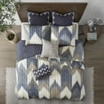 thumbnail image 3 of INK+IVY King/Cal King Cotton All Season Quilt Set 3-Piece Ikat Chevron Print Breathable Coverlet Set, Navy, 3 of 8