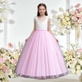 thumbnail image 2 of Miluxas Sleeveless Flower Girl Dress A-Line Straight Tutu Tulle Backless Princess Puffy Lace Dresses Party Gown Pink 6-7 Years, 2 of 9