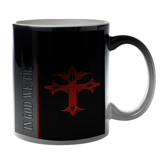 KuzmarK Black Heat Morph Color Changing Coffee Cup Mug 11 Ounce - In God We Trust