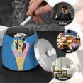 thumbnail image 4 of Yayeee Ashtray with Lid for Cigarette Smokeless Stainless Steel Home Ash Holder, Colorful Ice Cream Cat, 4 of 7