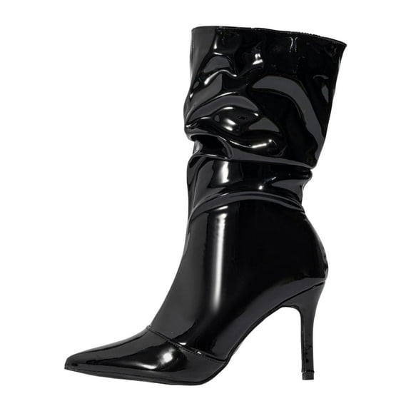 UngA Burgundy Boots Women's Leather Knee High Boots with Kitten Heel, Wide Calf Available Black,7