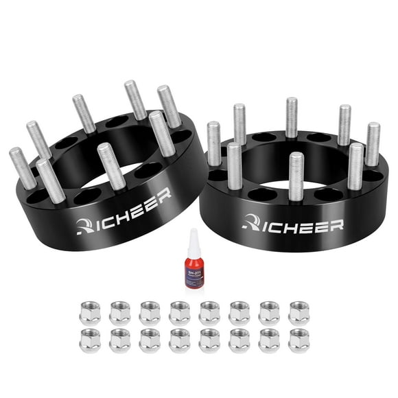 Richeer Entretoises de Roue 2 Pieds' 8x6.5 pour 1994-2011 Ram 2500 Ram 3500, Entretoises de Roue 8x165.1mm avec Goujons 9/16-18 & Alésage Central 126.15mm pour F250 F350 E150 E250 E350 Econoline